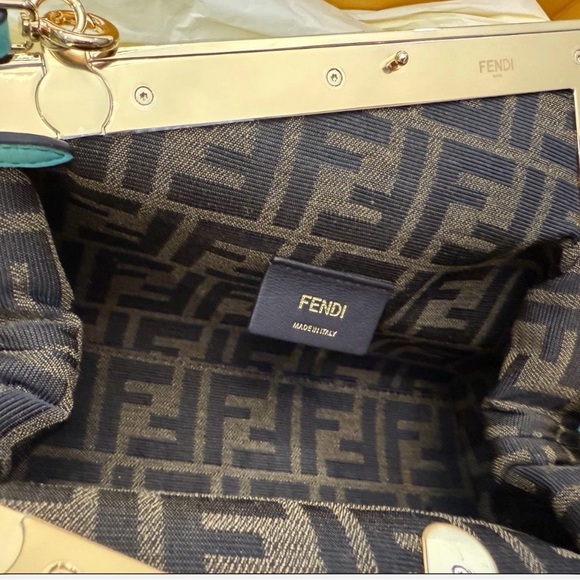 Fendi Turquoise Clutch with Gold Accents - Picture 7 of 10